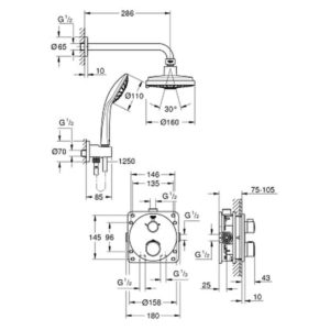 Встраиваемая душевая система с Rainshower Cosmopolitan 160 GROHE Grohtherm 34735000 хром-фото2