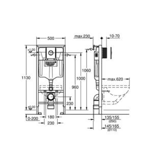 Инсталяция для унитаза GROHE Rapid SL с панелью смыва Nova Cosmopolitan 3 режима 38813001-фото2
