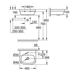 Мини-раковина 45 Grohe Euro Ceramic 39324000 цвет белый 396*450-фото2