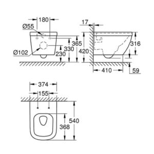 Подвесной унитаз безободковый GROHE Euro Ceramic 39328 000 39328000 цвет белый смыв торнадо-фото2