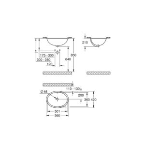 Раковина встраиваемая 55 Grohe Bau Ceramic 39423000 цвет белый 420*560-фото2