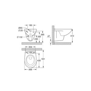 Подвесной унитаз безободковый Grohe Bau Ceramic 39427000 цвет белый смыв торнадо-фото2
