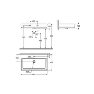 Раковина подвесная 80 Grohe Cube Ceramic 3946900H цвет белый 490*800-фото2