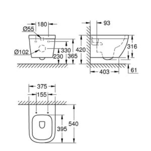 Подвесной унитаз Grohe Euro Ceramic 39538000 цвет белый 540*375-фото2