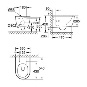 Подвесной унитаз GROHE Essence 3957100H цвет белый-фото2