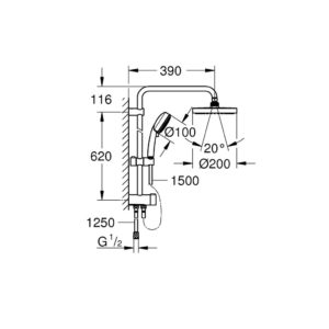 Душевая система Grohe New Tempesta Cosmopolitan System 200 27394002 хром-фото2