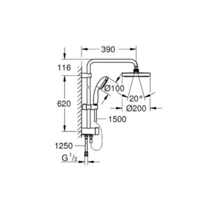 Душевая система Grohe New Tempesta 200 27389002 хром-фото2