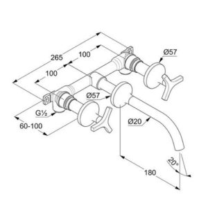Смеситель KLUDI NOVA FONTE Déco 201440539 для раковины настенный встраиваемый со скрытой частью хром-фото2