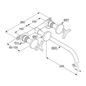 Смеситель KLUDI NOVA FONTE Déco 201460539 для раковины настенный встраиваемый со скрытой частью хром-фото2