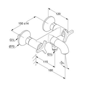 Смеситель KLUDI NOVA FONTE Déco 205400539 для ванны с изливом с подключением шланга хром-фото2