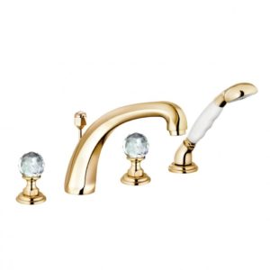 Смеситель KLUDI ADLON 5152445G4 на борт ванны ручки «Swarovski®» золото глянец-фото1
