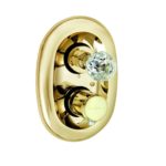 Термостат KLUDI ADLON 5172045G4 для душа встраиваемый на 1 выход внешняя часть ручка хрусталь золото глянец-фото1