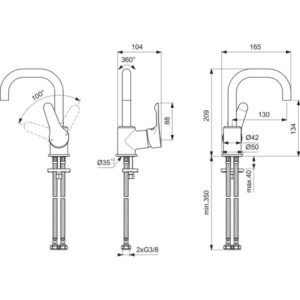 Смеситель для раковины Ideal Standard ALPHA BC650AA цвет хром-фото2