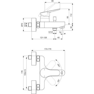 Смеситель для ванны Ideal Standard TEVERE BD729AA цвет хром-фото2