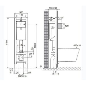 Узкая инсталляция для унитаза OLI Quadra Plus 141945 пневматическая-фото2