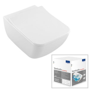Подвесной унитаз Villeroy & Boch VENTICELLO 4611RS01 безободковый цвет белый с сиденьем-фото1