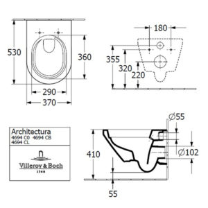 Подвесной унитаз Villeroy & Boch ARCHITECTURA 4694CL01 смыв TwistFlush цвет белый с сиденьем-фото2