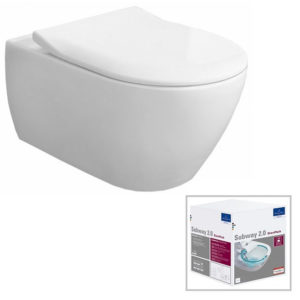 Подвесной унитаз Villeroy & Boch SUBWAY 5614R2R1 безободковый цвет белый CeramicPlus с сиденьем-фото1