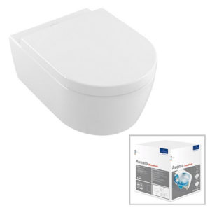 Подвесной унитаз Villeroy & Boch AVENTO 5656HR01 безободковый цвет белый с сиденьем-фото1