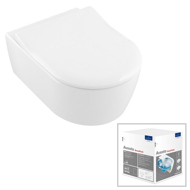 Подвесной унитаз Villeroy & Boch AVENTO 5656RS01 безободковый цвет белый с сиденьем-фото1 Подвесной унитаз Villeroy & Boch AVENTO 5656RS01 безободковый цвет белый с сиденьем-фото1