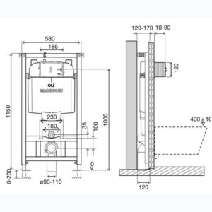 Инсталляция подвесного унитаза механика OLI74 Plus Sanitarblock Механика 601801-фото2