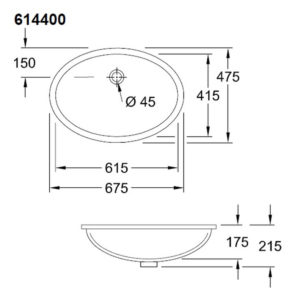Раковина встраиваемая снизу Villeroy & Boch EVANA 61440001 цвет белый 615х415-фото2