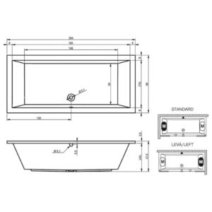 Акриловая ванна прямоугольная 200x90 RIHO LUSSO B016001005-фото3
