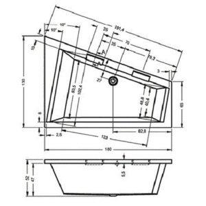 Акриловая ванна ассиметричная 180x130 RIHO DOPPIO B033001005-фото3