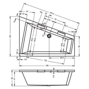 Акриловая ванна ассиметричная 180x130 RIHO DOPPIO B034001005-фото3
