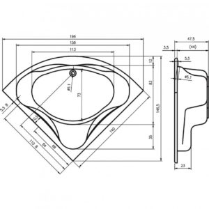 Акриловая ванна угловая 140x140 RIHO NEO B076001005-фото3