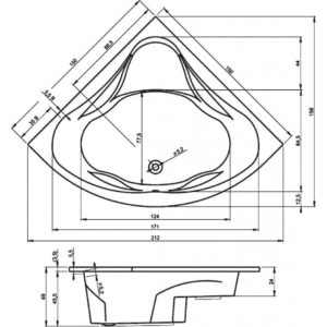 Акриловая ванна угловая 150x150 RIHO NEO B077001005-фото3