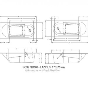 Ванна акриловая с панелью прямоугольная 170x75 RIHO LAZY plug&play B079005005-фото3