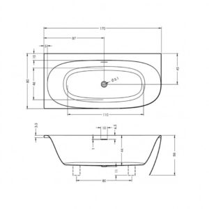 Акриловая ванна ассиметричная 170x80 RIHO OMEGA B097001005-фото3