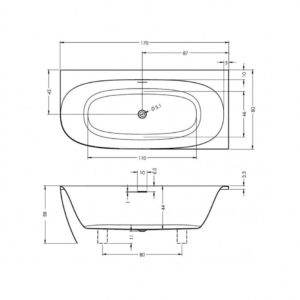 Акриловая ванна ассиметричная 170x80 RIHO OMEGA B098001005-фото3