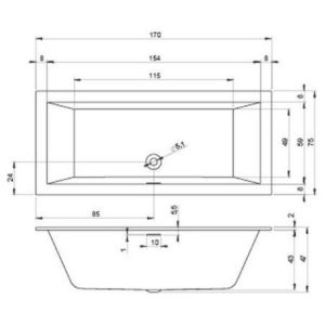 Акриловая ванна прямоугольная 170x75 RIHO RETHINK CUBIC B105001005-фото3