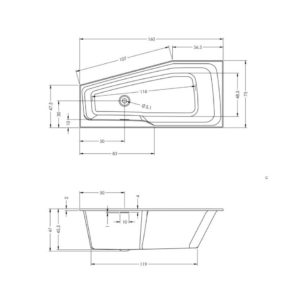 Акриловая ванна ассиметричная 160x75 RIHO RETHINK SPACE B111001005-фото3