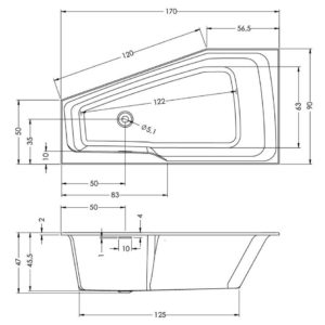 Ванна акриловая с панелью ассиметричная 170x90 RIHO RETHINK SPACE plug&play B113009005-фото4