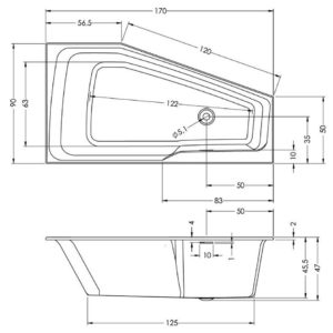 Ванна акриловая с панелью ассиметричная 170x90 RIHO RETHINK SPACE plug&play B114005005-фото3