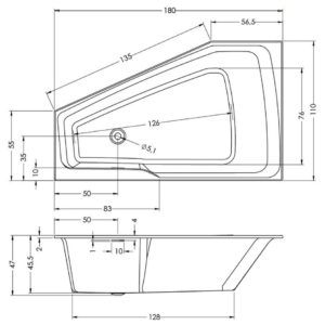 Ванна акриловая с панелью ассиметричная 180x110 RIHO RETHINK SPACE plug&play B115005005-фото4