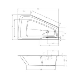 Акриловая ванна ассиметричная 180x110 RIHO RETHINK SPACE B116001005-фото3