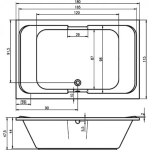Акриловая ванна прямоугольная 180x115 RIHO SOBEK BB2800500000000-фото3