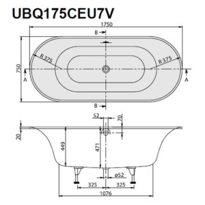 Ванна материал Quaryl Villeroy & Boch Cetus 175х75 UBQ175CEU7V-01 цвет белый-фото2
