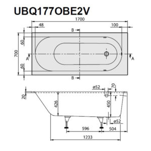 Ванна материал Quaryl Villeroy & Boch Oberon 170х70 UBQ177OBE2V-01 цвет белый-фото2