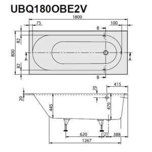 Ванна материал Quaryl Villeroy & Boch Oberon 180х80 UBQ180OBE2V-01 цвет белый-фото2