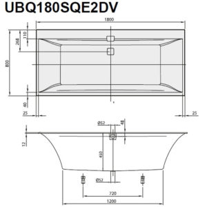 Ванна материал Quaryl Villeroy & Boch Squaro Edge 12 UBQ180SQE2DV-01 цвет белый 180х80-фото2