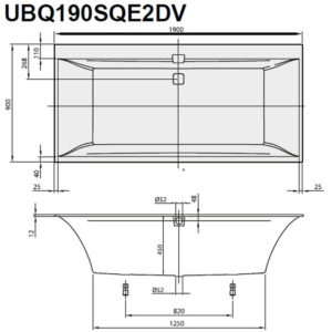 Ванна материал Quaryl Villeroy & Boch Squaro Edge 12 190х90 UBQ190SQE2DV-01 цвет белый-фото2