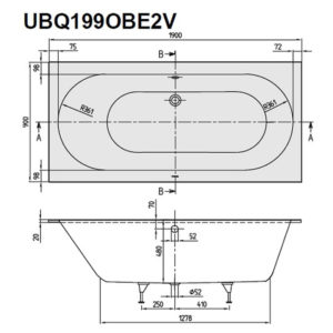 Ванна материал Quaryl Villeroy & Boch Oberon 190х90 UBQ199OBE2V-01 цвет белый-фото2