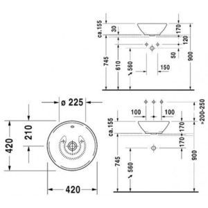 Раковина накладная Duravit Bacino 0325420000 ⌀ 420 мм цвет белый-фото2