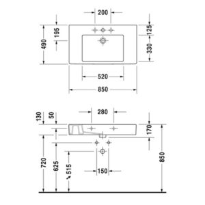 Раковина мебельная Duravit Vero 0329850000 850х490 мм цвет белый-фото2