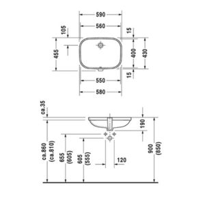 Раковина встраиваемая снизу Duravit D-Code 0338560000 550х400 мм цвет белый-фото2